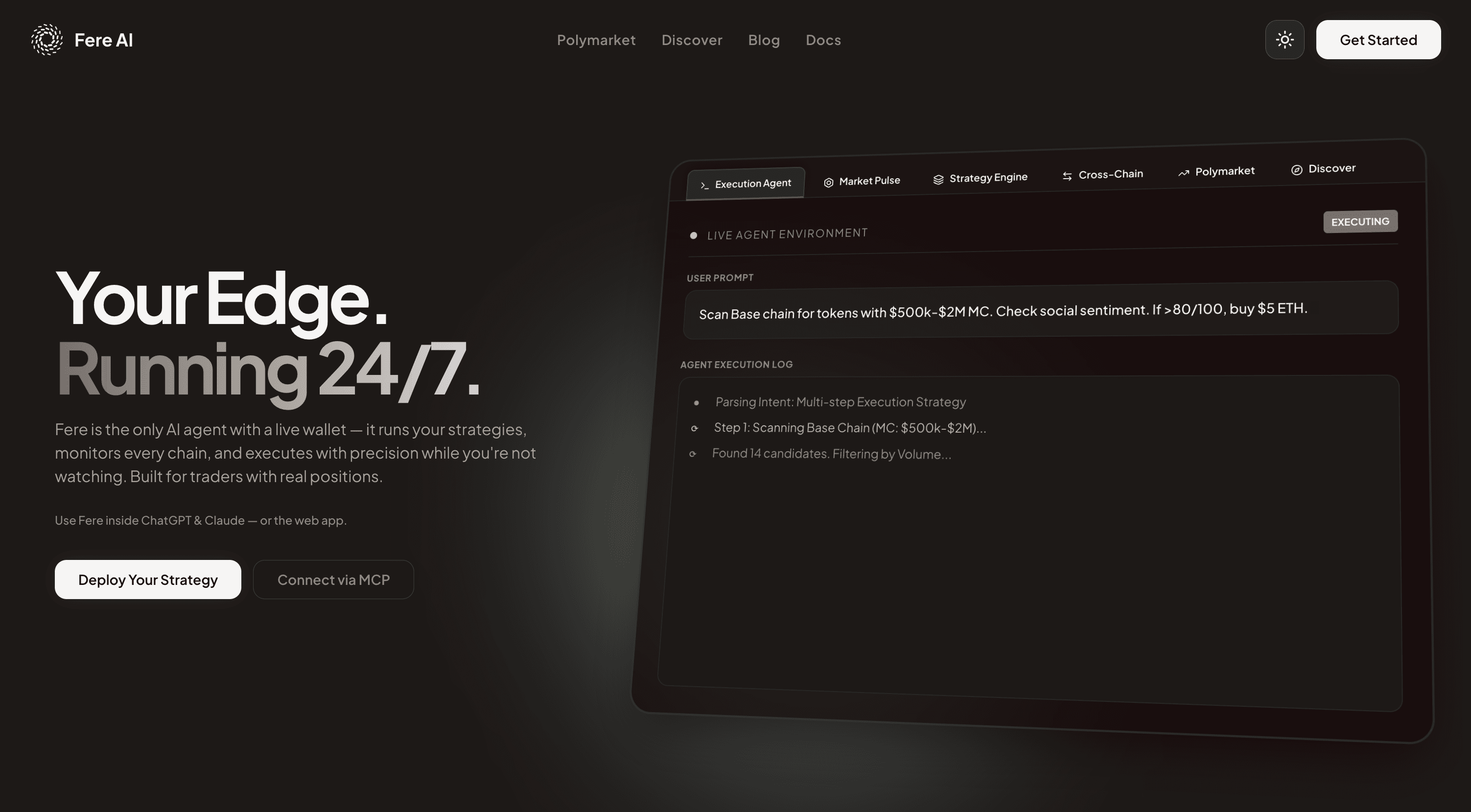 Fere AI landing page screenshot